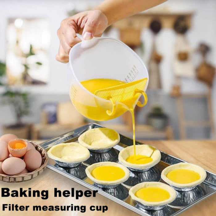 Digital Shoppy  Plastic Measuring Cup with Filter Plate for Food Vegetable Fruit Egg Liquid Filter