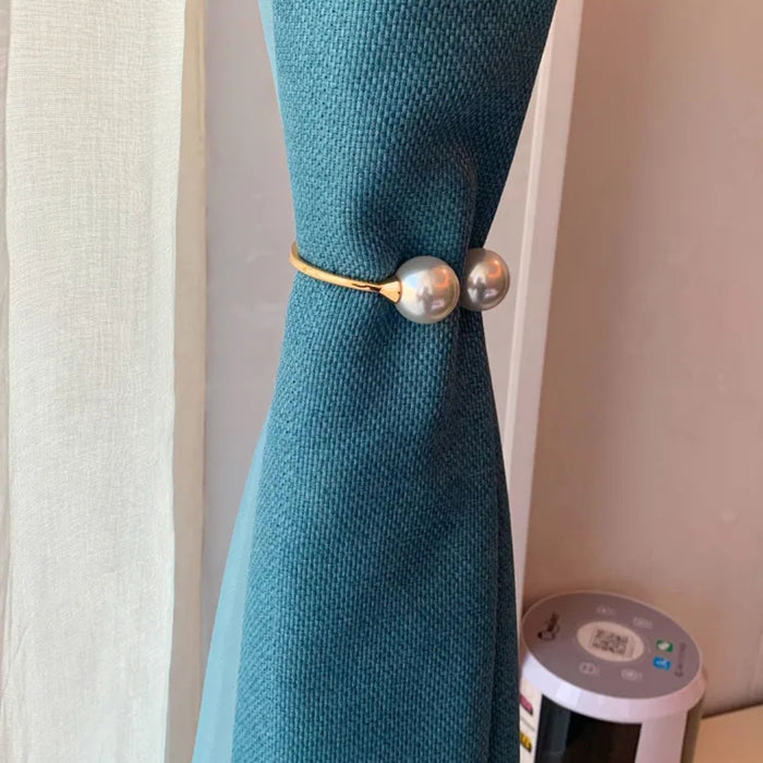 Digital Shoppy Light Luxury Pearl Curtain Tieback – Single Piece, Alloy Spring Design for Living Room & Bedroom Décor