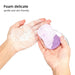 Purple silicone cleansing scrubber, 2pcs; mini finger glove design with soft bristles – shown foaming in hand wash – gentle, skin-friendly for face and baby bath – 860000022226113652836