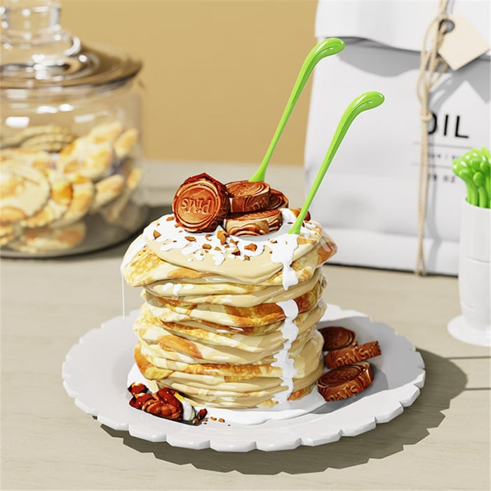 Digital Shoppy Radish Fruit Fork Set – 30pcs Tooth Dessert Picks with Holder – White/Green