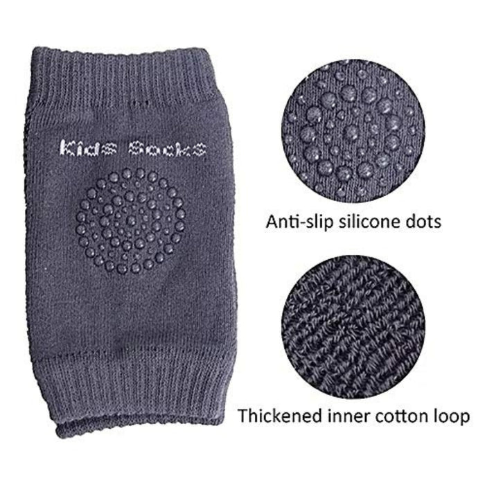 Baby anti-slip knee pads – dark kids’ socks with silicone grip dots and thick cotton loop interior