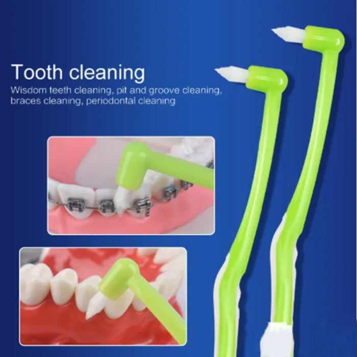Digital Shoppy Wisdom tooth socket cleaning orthodontic toothbrush Green-2pcs