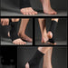 Black ankle sleeve – four-angle demo showing how to wear and adjust open heel compression brace