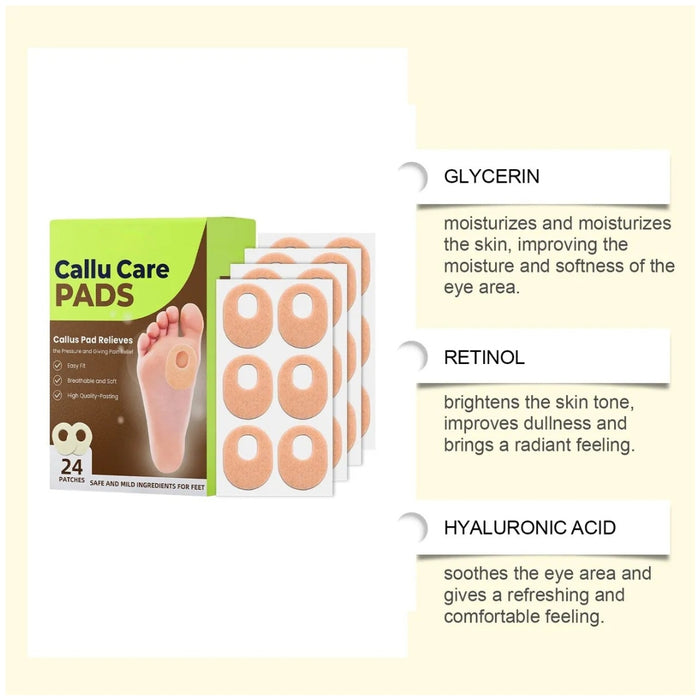 Digital Shoppy Callu Care Pads – 24 breathable and soft patches with ingredient highlights: glycerin, retinol, hyaluronic acid