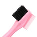 Pink brush with black bristles on a white background