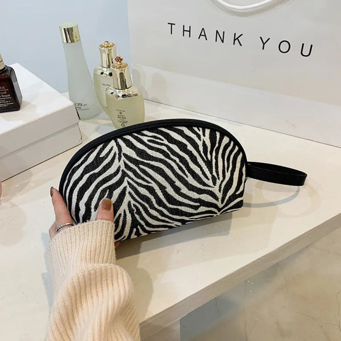 Digital Shoppy Zebra Print Travel Cosmetic Bag, L – Stylish Makeup Organizer