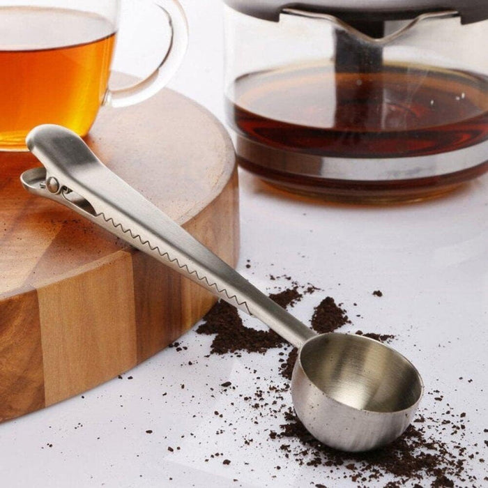 Digital Shoppy 2-in-1 Coffee Clip Spoon – Stainless Steel Scoop with Bag Sealing Clip