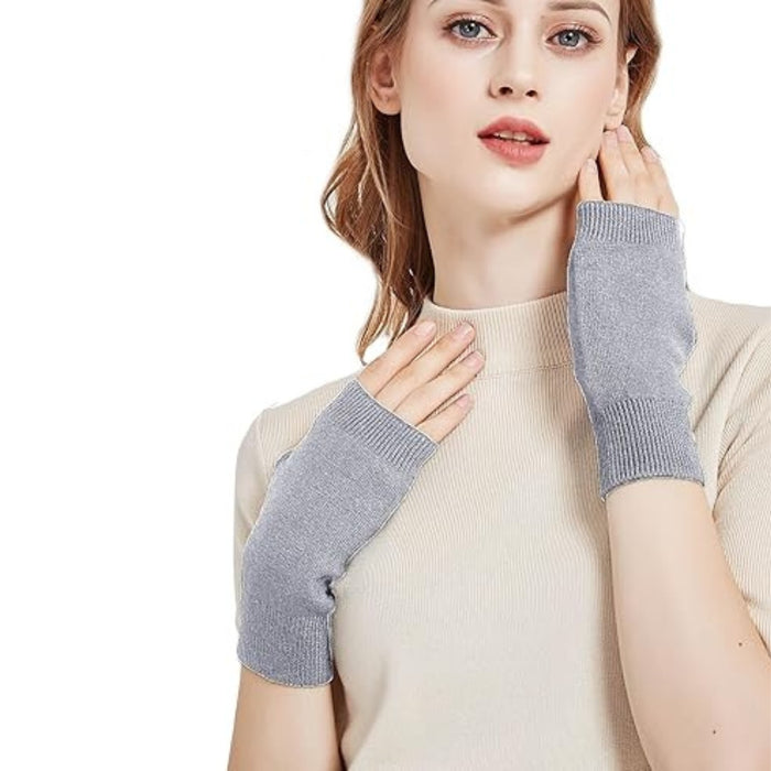 Digital Shoppy Wool Fingerless Gloves – Short Knit Hand Warmers for Writing & Office Use
