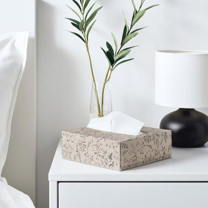 IKEA RÖDSTRÄFSE Alarm Clock with Hygro-/Thermometer Yellow 17x8x6 cm with HAJMAL Paper Napkin Patterned Flower 16x32 cm