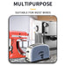 Red mixer and blue toaster with text 'Multipurpose, suitable for most wires' on a white background.