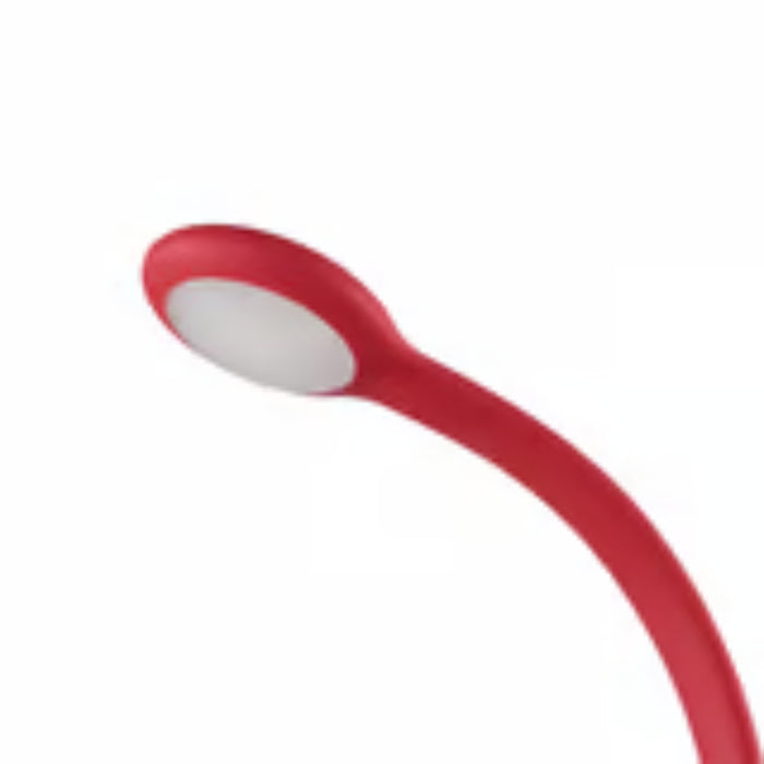IKEA HÖSTULOTA LED USB lamp – close-up of red bendable neck with white diffused LED light head, soft illumination - 90612840

