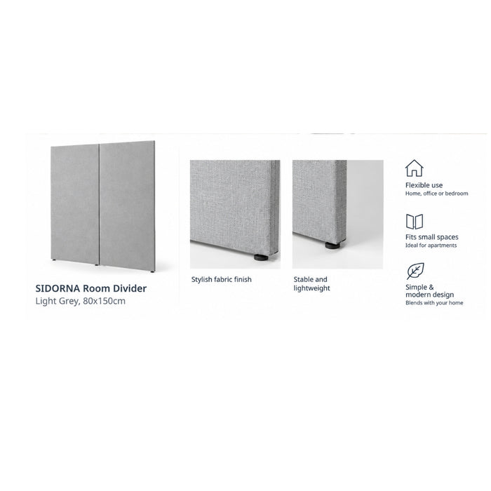 IKEA SIDORNA Room Divider Set, Grey, 80x150 cm (Includes 2 Screens, 2 Legs & 2 Connectors)