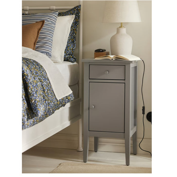 IKEA BLIDVÄDER Table lamp, off-white ceramic/beige, 50 cm (20 ") with SOMMARLÅNKE LED decorative table lamp, battery-operated outdoor/beige stripe, 17 cm (7 ")