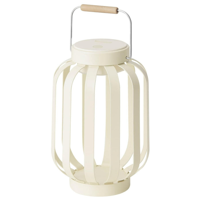 IKEA SOLVINDEN LED Solar‑Powered Ground Stick Dark Green Outdoor with SOMMARLÅNKE LED Decorative Table Lamp Beige Stripe 17 cm