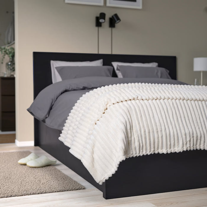 IKEA GULLSTRÅLE Bedspread, white, 230x250 cm (91x98 "), draped over bed in minimalist bedroom setting - 70615057