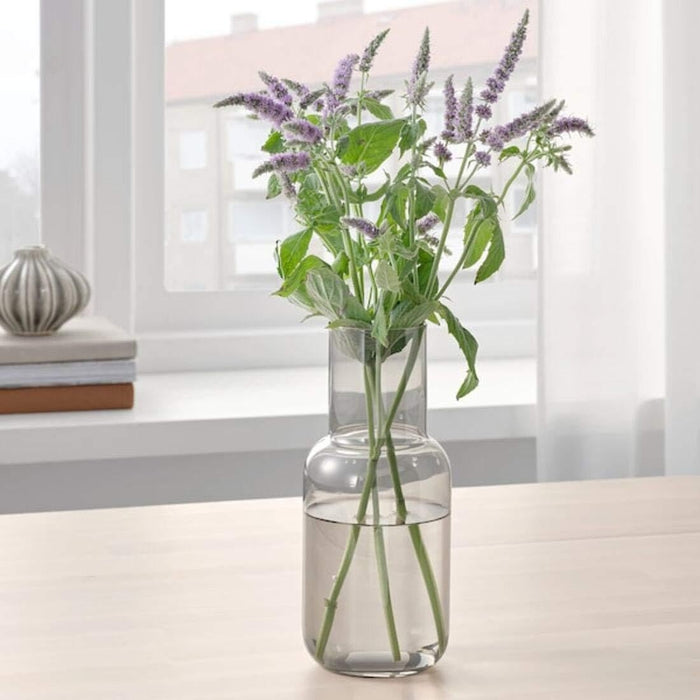 IKEA SMYCKA Artificial Flower Ranunculus Pink 52 cm with VINTER 2021 Vase Dark Green 27 cm