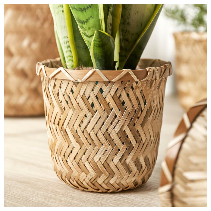 IKEA KLYNNON Plant pot, handmade bamboo, 12 cm (4 ¾ ")