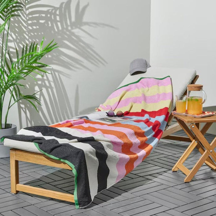 IKEA SOLUPPGÅNG Picnic Blanket Brown 130x170 cm with ROSENOXALIS Beach Towel Multicolour Striped 100x180 cm