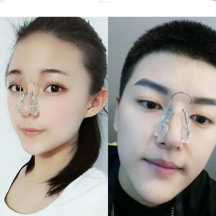 Nose Bridge Lifter – Non-Surgical Shaping Clip, Comfortable Fit, shown on two individuals with different face shapes