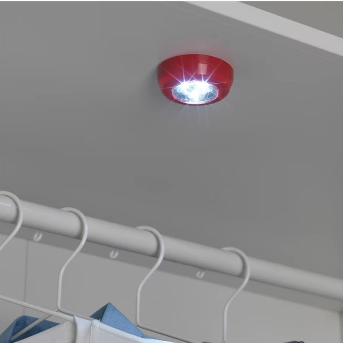 IKEA TRETTIOEN Pendant Lamp White 38 cm with RAMSTA LED Minilamp Battery‑Operated Red