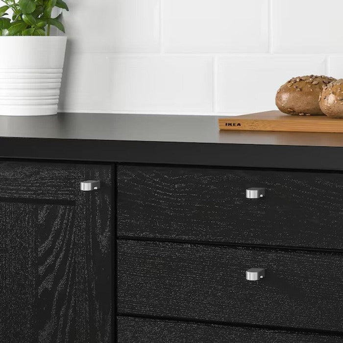 IKEA BORGHAMN Handle Black 170mm and ORRNÄS Knob Stainless Steel 2 Pack — Rustic Style | Cabinet & Drawer Upgrade