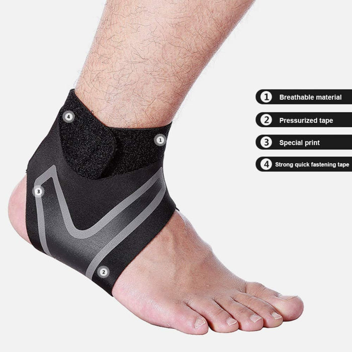Black ankle support brace with breathable material, pressurized tape, and quick fastening – designed for XL-size outdoor fitness and injury recovery – 1600007421322 13974248
