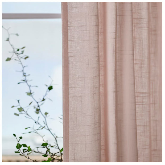 IKEA SILVERLÖNN Sheer curtains, 1 pair, pink/with heading tape, 145x250 cm (57x98 ")