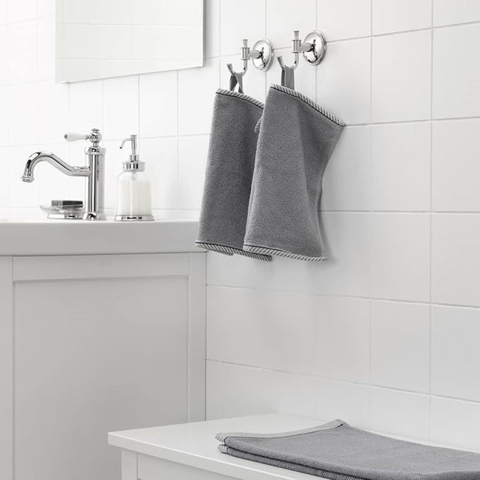IKEA Home & Patio Set - LUNGÖN Privacy Screen (140x80x40 cm, Off-White) & VIKFJÄRD Textured Washcloths (30x30 cm, Grey)