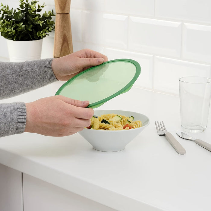 IKEA KLOCKREN Lid, glass/dark grey, 20/22/24 cm, IKEA SKVIMPA Food cover in frame, silicone 19 cm