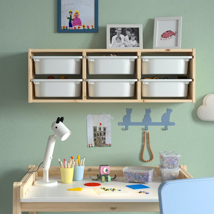 IKEA TROFAST Wall storage, light white stained pine/white, 93x21x30 cm (36 5/8x8 1/4x11 3/4 ")