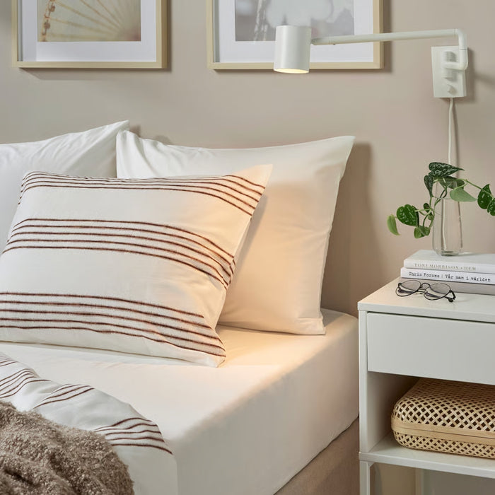 IKEA DVALA Bedding Set: White Flat Sheet (150x260cm) & 2-Pack Matching Pillowcases