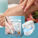 Feet beside product box labeled “Nail Fungal Cleaning Laser Care Device,” highlighting blue light antibacterial action
