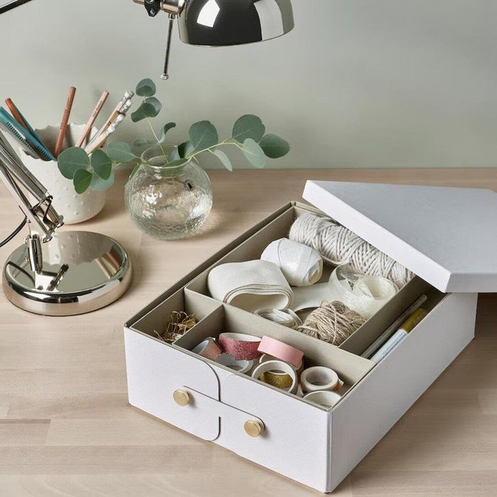 IKEA GULLKRÖS Box with Lid 33x39x34 cm with SPINNROCK Box with Compartments White 32x25x10 cm