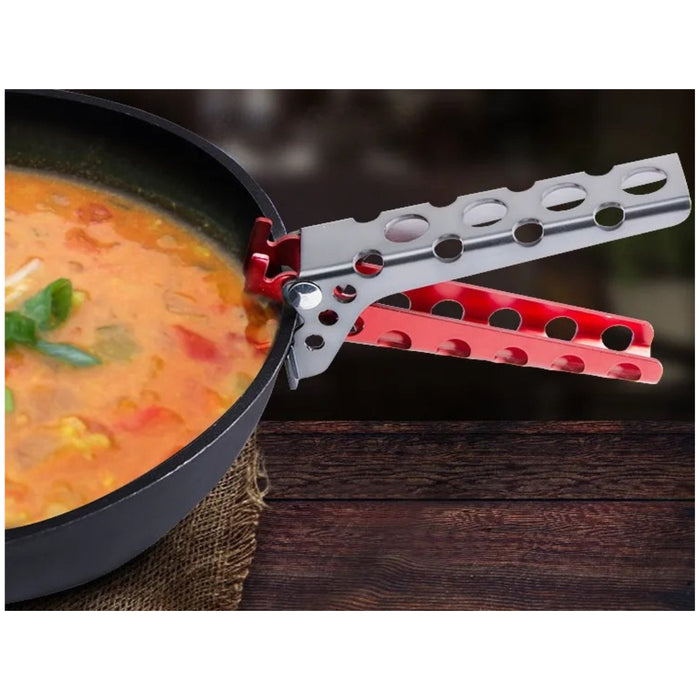 Digital Shoppy Aluminum Pot Gripper, red – Anti-Scald, Non-Slip | In/Outdoor Cooking