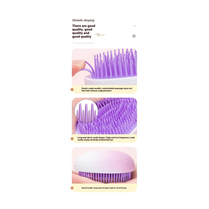 Rounded scalp massage comb teeth close-up detailing smooth finish