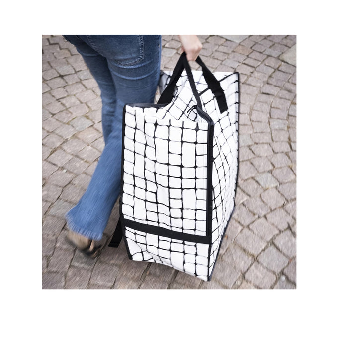 Top view of GÖRSNYGG bag open, showing durable fabric and stitching