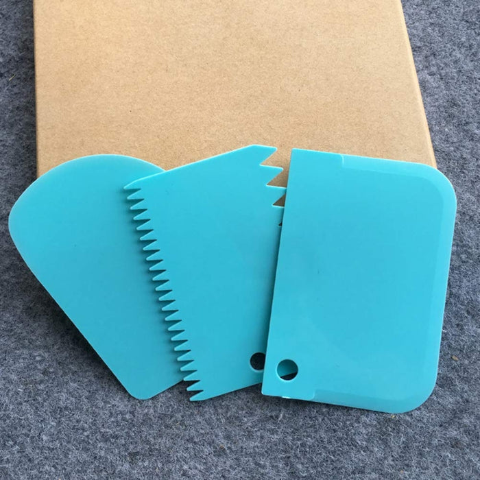 Digital Shoppy 3pcs Cake Scraper Set – Icing & Cream Smoothers, Blue
