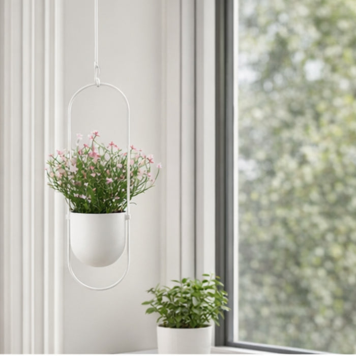 IKEA CHILISTRÅN & FEJKA Set| Hanging Planter with Artificial Pink Baby’s Breath | Indoor & Outdoor Modern Decor
