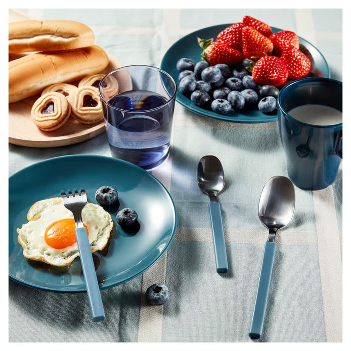 IKEA TÅNGMÄRLA 12-Piece Cutlery Set — Dark Grey-Blue with VINARN Washcloth, Light yellow, 30x30 cm (12x12 ") Pack of 2