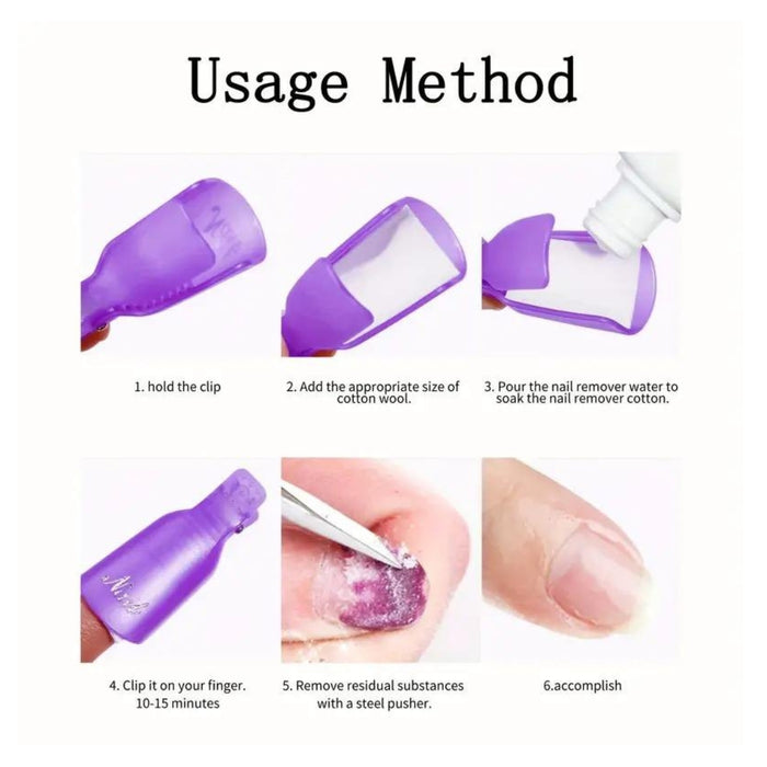 Digital Shoppy Reusable Nail Gel Polish Remover Clip Set – Purple Plastic Nail Soak-Off Clips for Easy Gel Polish Removal | 10 Piece Set