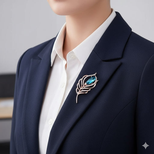 pinned to navy blazer lapel for elegant office styling