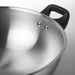 IKEA GULDSPARID Kadai wok with lid, 30 cm (12 "), close-up of brushed metal interior and riveted handle - 00601445