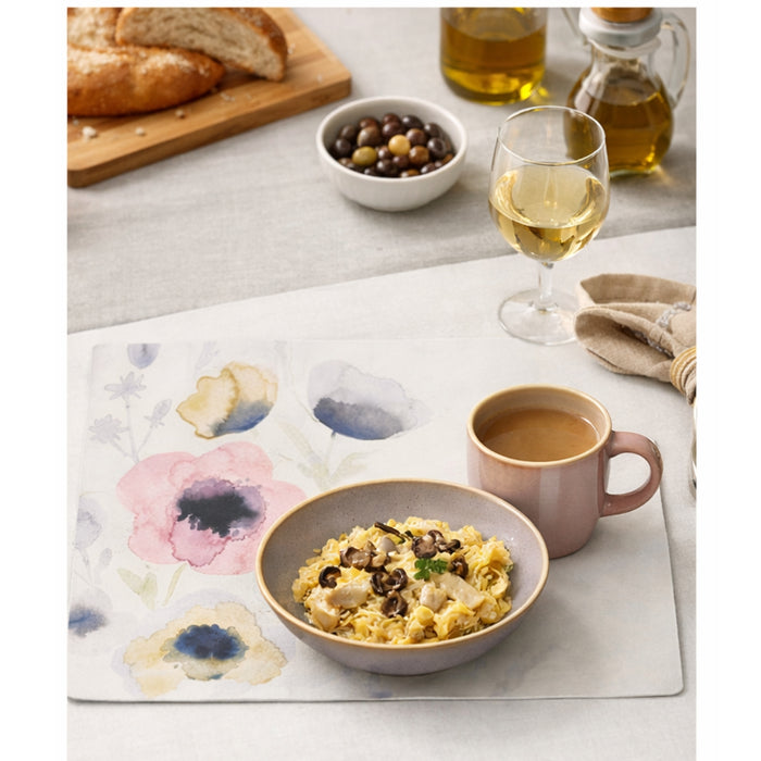 IKEA Morning Set: SOMMARFLOX Floral Placemat & 2-Piece FÄRGKLAR Light Pink Breakfast Set