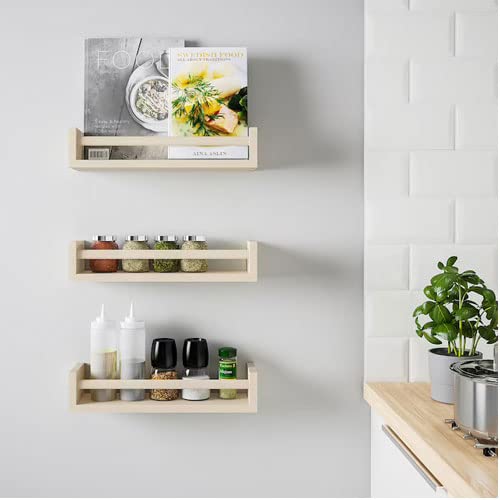 IKEA Spice Rack Set – Aspen Wood Rack with Oil/Vinegar Bottle, Squeeze Bottles & Salt & Pepper Shakers