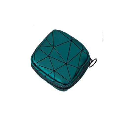 Teal geometric-patterned case on a white background