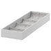 IKEA KOMPLEMENT insert with 4 compartments in light grey, shown flat with curved dividers and soft felt lining