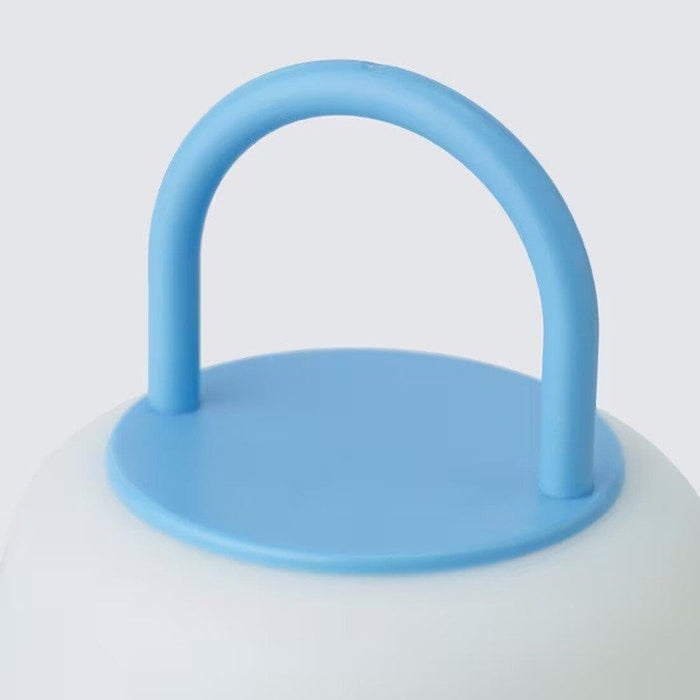 IKEA SOMMARLÅNKE LED pendant lamp, blue/battery-operated outdoor, 10 cm with LED decorative table lamp, white blue/battery-operated outdoor, 21 cm