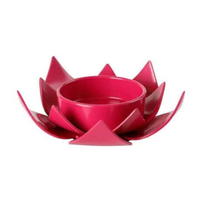 Ikea Unscented pillar candle, set of 5, red with Block candle holder, dark pink Lotus, 40 mm (2 ")