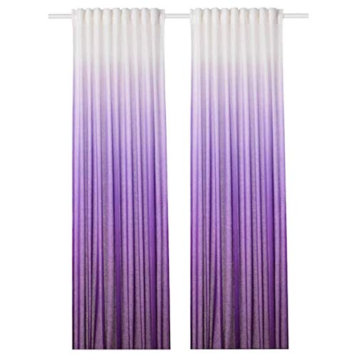 IKEA KRONILL Heading tape, white 8.5x310 cm with Curtains, 1 pair, lilac/white145x300 cm