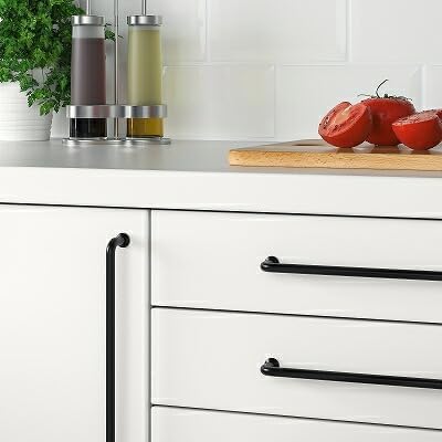 IKEA BAGGANÄS Handle, brass-colour, 143 mm (5 5/8 ") with Handle, brass-colour, 335 mm (13 3/16 ") and Handle, black, 335 mm (13 3/16 ")